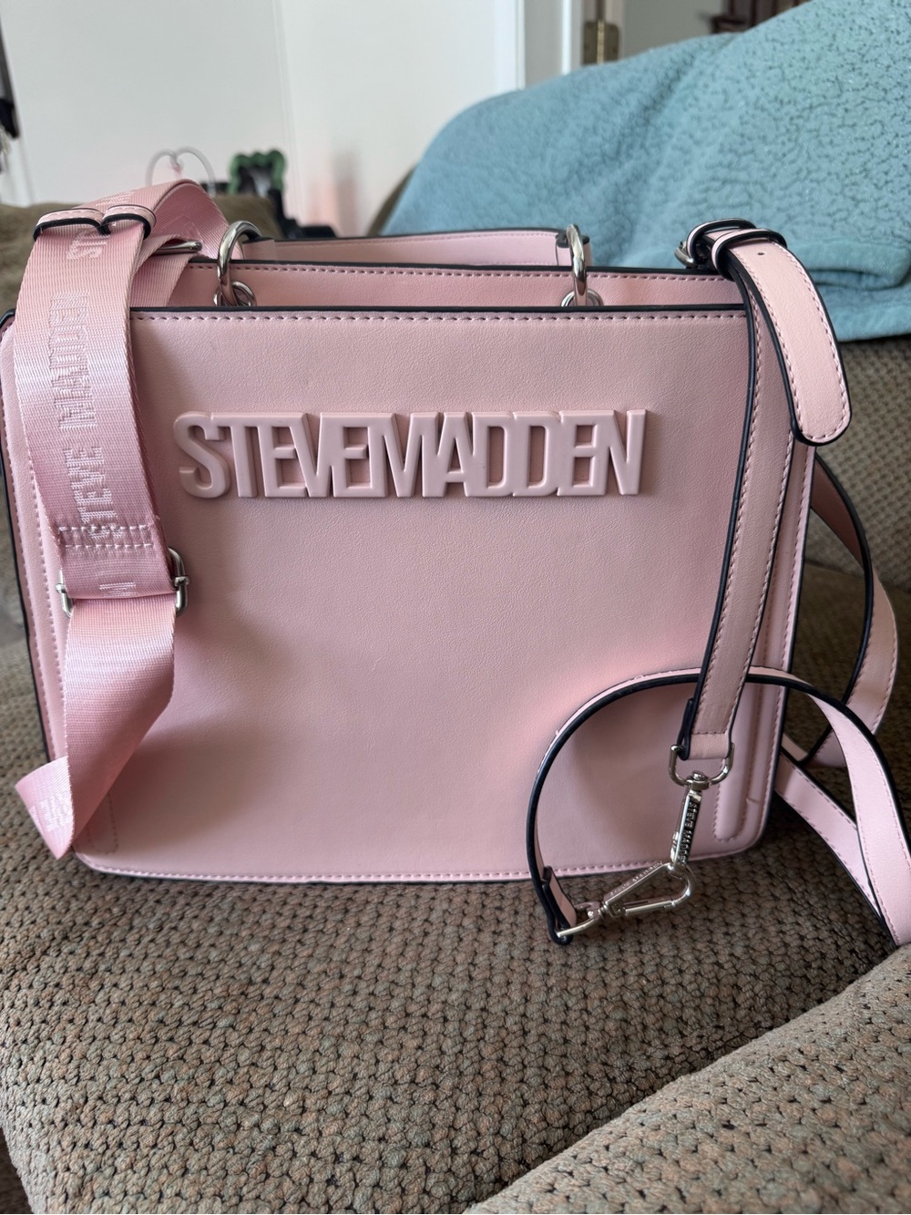 Steve Madden Blush Pink Logo Box Crossbody Bag